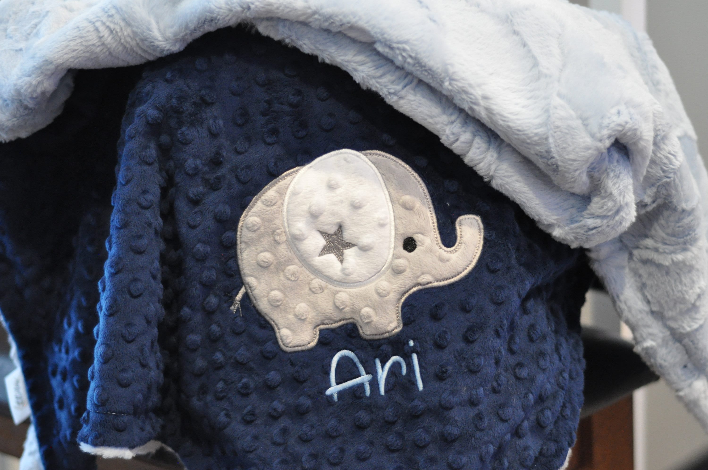 Elephant baby blanket blue sale