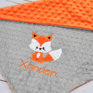 Fox Baby Blanket-Personalized baby blanket-Fox Woodland Minky Baby Blanket Personalized-Boy Girl Fox Blanket-Woodland Fox Nursery Blanket image 2