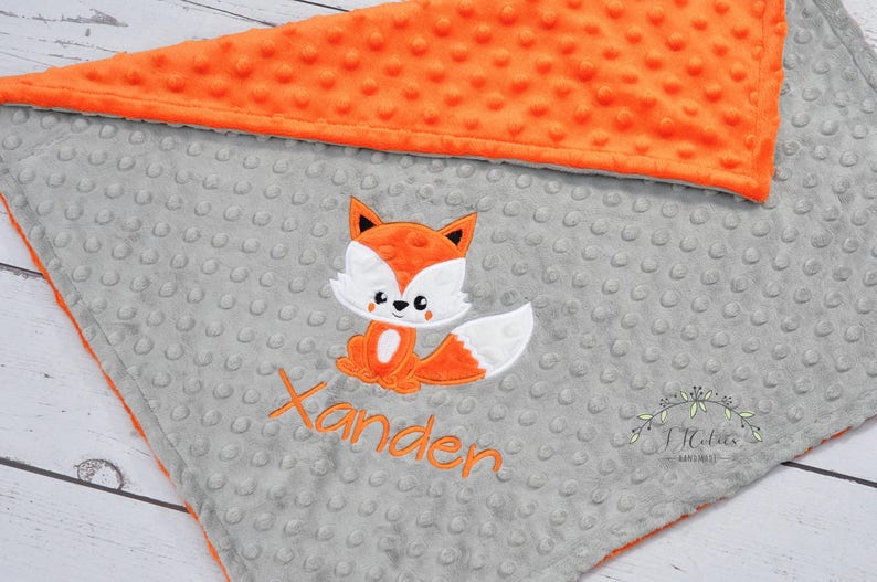 Fox Baby Blanket-Personalized baby blanket-Fox Woodland Minky Baby Blanket Personalized-Boy Girl Fox Blanket-Woodland Fox Nursery Blanket image 2