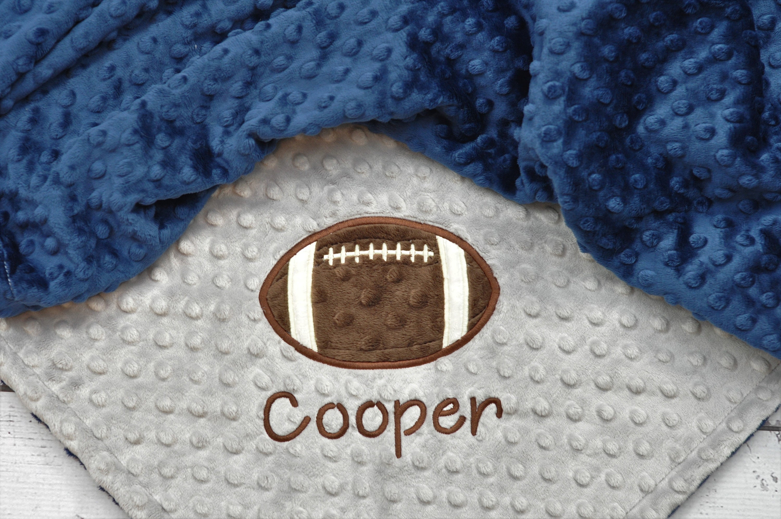 Personalized Football Minky Baby Blanketpersonalized Baby Etsy