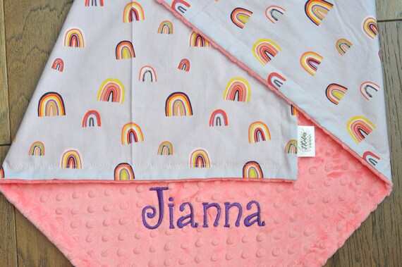 Personalised rainbow online baby blanket