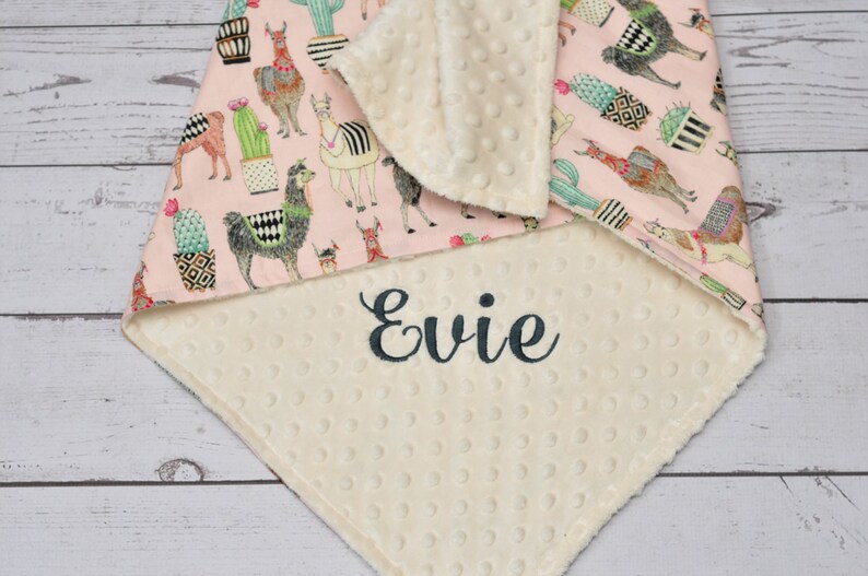 Personalized Minky Baby Blanket Baby Llama Minky Blanket Etsy
