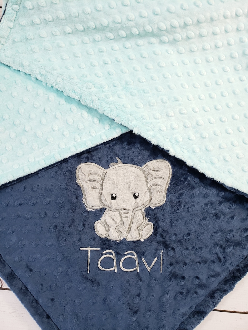 Elephant Personalized Baby Blanketelephant Minky Baby Etsy