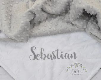 Personalized Baby blanket-Personalized White gray Minky crib blanket-Arrow baby blanket-Baby blanket Girl-Personalized Baby Girl Boy Blanket