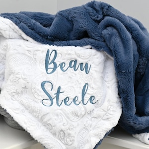 Personalized Blue Jean Denim baby blanket-Denim Blue baby minky blanket-Jeans Blue nursery-Denim nursery-Blue Denim baby shower gift