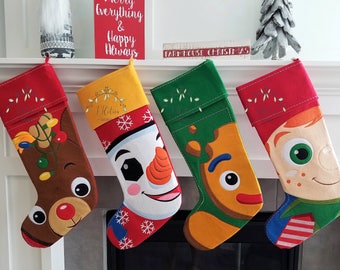 Personalized Christmas Stocking, Reindeer Stocking, Snowman Stocking, Ginger bread man Stocking, Elf Stocking, Christmas Stocking,