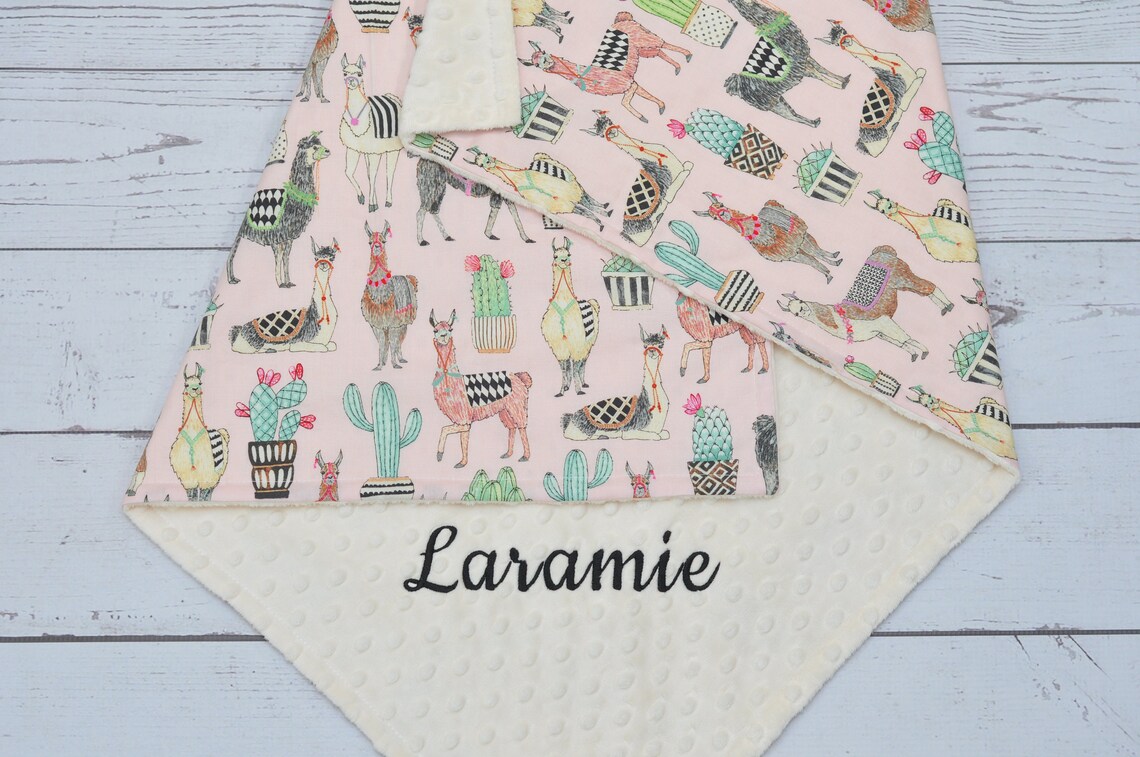 Personalized Minky Baby Blanket Baby Llama Minky Blanket Etsy