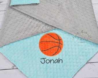 Manta de bebé de baloncesto personalizada, Manta minky de bebé personalizada, Manta minky de bebé de baloncesto, Manta de bebé deportiva, Manta minky deportiva