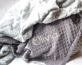 Charcoal Gray Adult blanket-Personalized adult minky blanket-Minky throw blanket-Gray lattice adult minky blanket-House Warming Gifts Throw