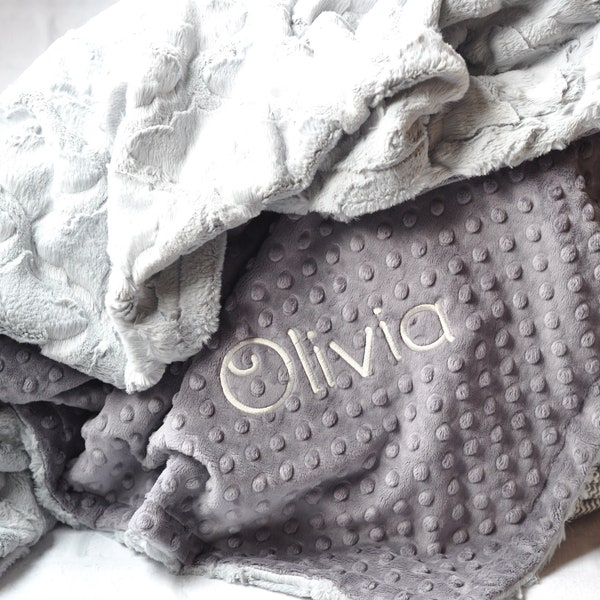 Charcoal Gray Adult blanket-Personalized adult minky blanket-Minky throw blanket-Gray lattice adult minky blanket-House Warming Gifts Throw