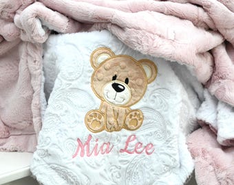 Babydeken meisje-teddybeer Gepersonaliseerde babydeken-beer nerts deken-jongen meisje nerts teddybeer deken-beer meisje deken-beer kinderkamer