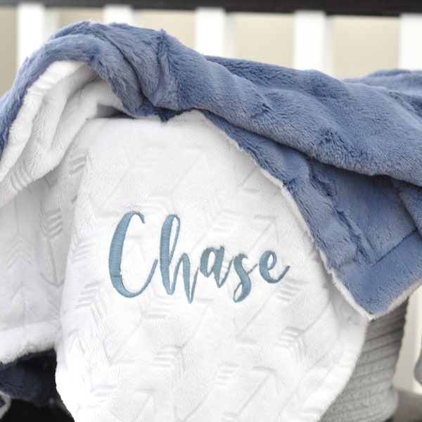 Personalized Blue Jean Denim baby blanket-Denim Blue baby minky blanket-Jeans Blue nursery-Denim nursery-Blue Denim baby shower gift