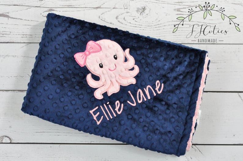 Baby Blanket Personalized Minkyoctopus Baby Blanketoctopus Etsy