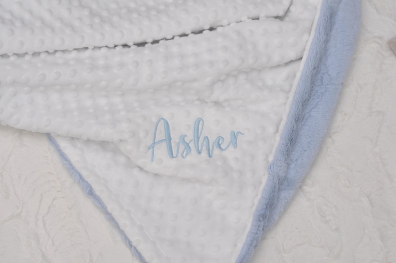 Powder Blue Personalized Minky Baby Blanket-Blue Girl Blanket-Personalized boy blue blanket-White Arrow blanket-Newborn-gift-Baby shower image 7