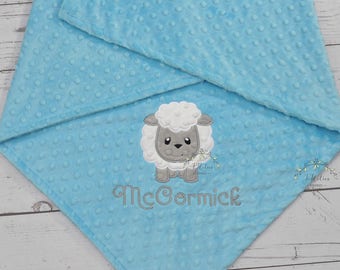 Sheep Baby Blanket Personalized Minky-Sheep baby blanket-Farm animal blanket-Sheep Blanket-Minky Goat Blanket-Woodland Monogrammed Blanket