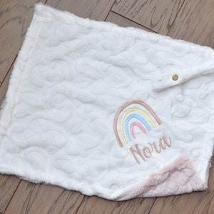 Rainbow Personalized Tag Blanket-Tag with Pacifier Holder-Security blanket-Arrow Blanket-Personalized  Rainbow Tag-Arrow Baby Rainbow
