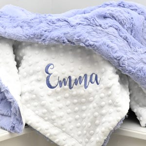 Lavender Minky Baby blanket Girl Personalized baby blanket Girl-Purple minky baby blanket-White Lavender baby blanket-White baby blanket