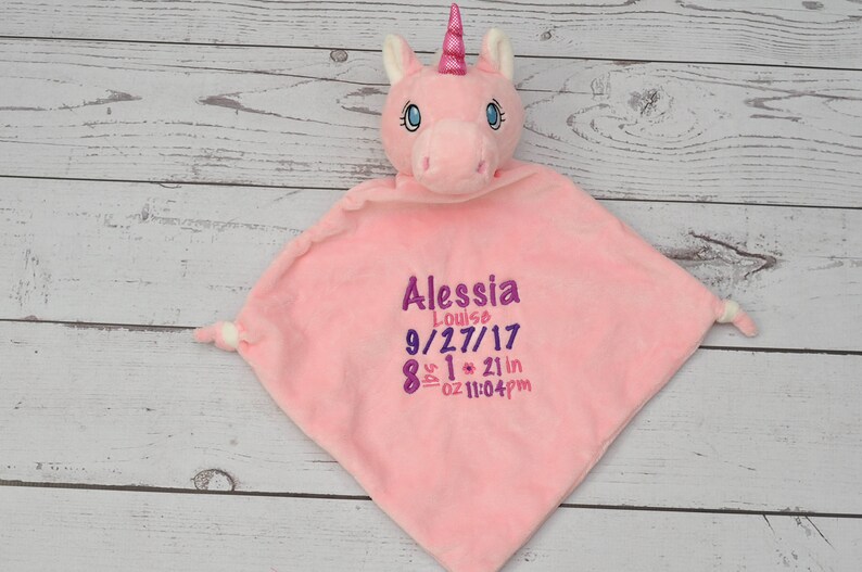 Personalized Lovey Minky Blanket Teddy Bear-Stuffed Animal-Bear Personalized security blanket-Birth Stats Annoucement Bunny-Cubbies Blanket