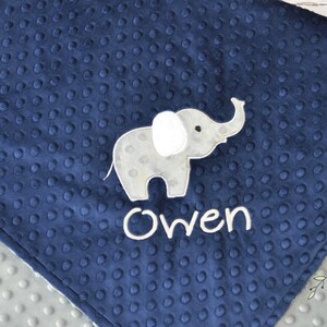 Baby Blanket Personalized Minky-Elephant Personalized baby blanket-Elephant Minky blanket Minky Elephant Blanket-Elephant Baby Boy Blanket image 3