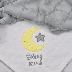Baby Girl Blanket-Moon Star Personalized baby blanket-Star Minky blanket-Boy Girl Minky Moon Blanket-Star Moon Girl Blanket-Moon Nursery