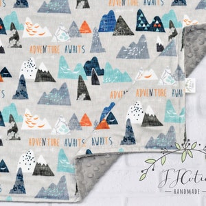 Personalized Baby Blanket- Personalized Mountain Baby Blanket with Name-Minky Baby Blanket-Woodland Baby Blanket-Monogram Baby Blanket boy