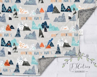 Coperta per bambini personalizzata - Coperta per bambini di montagna personalizzata con nome-Minky Coperta per bambini-Coperta per bambini Woodland-Coperta per bambini con monogramma ragazzo