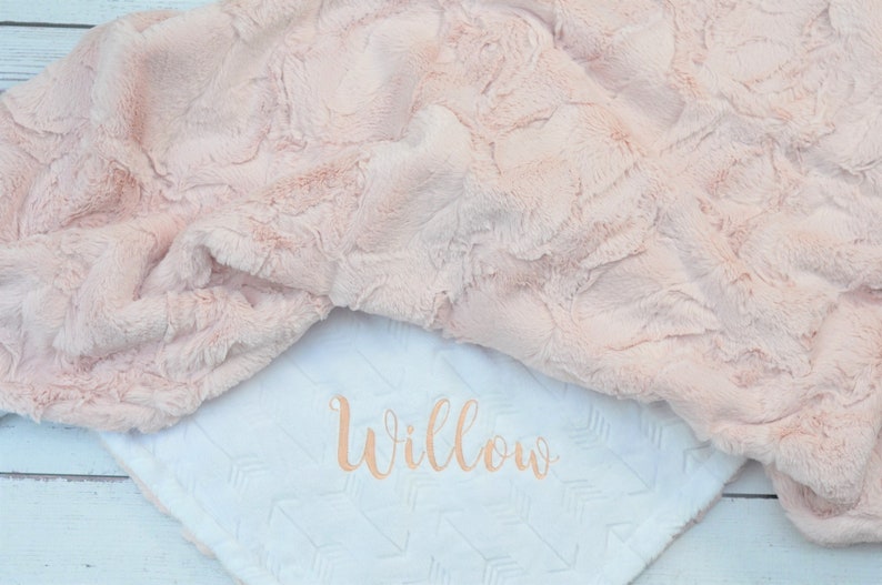 Rose Gold Personalized Minky Baby Blanket Baby Girl Blanket Etsy