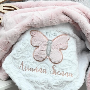 Personalized Butterfly Minky Baby Blanket-Butterfly baby blanket-Personalized Baby Minky blanket-Minky Butterfly Blanket-Girl baby blanket