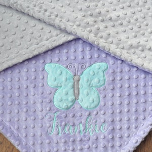 Personalized Minky baby Girl blanket- Baby minky blanket-Butterfly minky blanket-Butterfly baby blanket-Butterfly nursery-Girl Butterfly