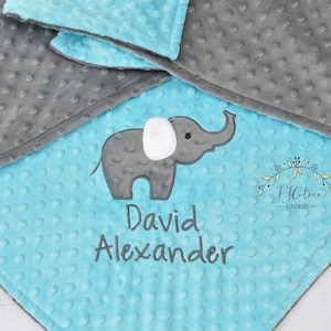 Personalized Baby Minky Blanket-Elephant baby blanket-Personalized Elephant Minky blanket-Minky Elephant Blanket-Boy Girl Minky baby blanket