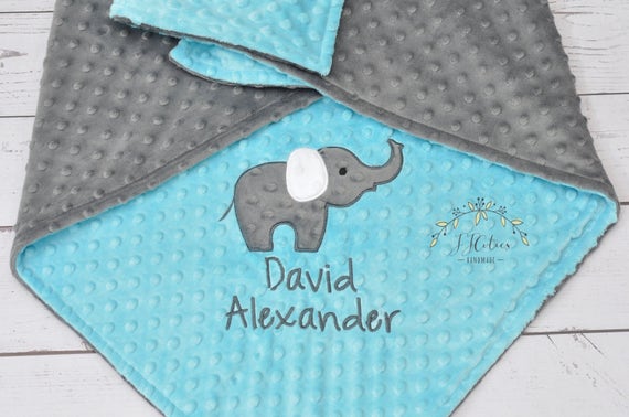 personalized baby elephant blanket