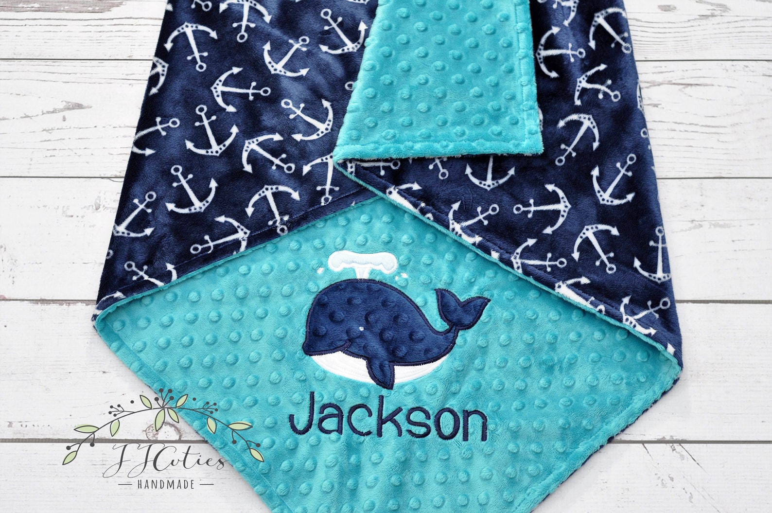 Whale Baby Blanket Personalized Anchor Minky Baby Blanket Etsy