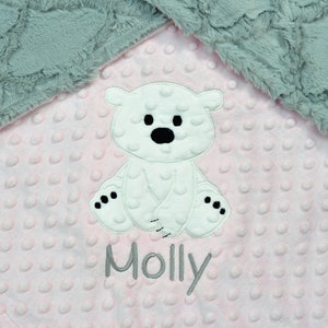 Personalized Baby blanket-Personalized Polar bear Baby Blanket-Polar Bear Minky blanket-Personalized Bear Minky Blanket-Minky baby blanket image 4