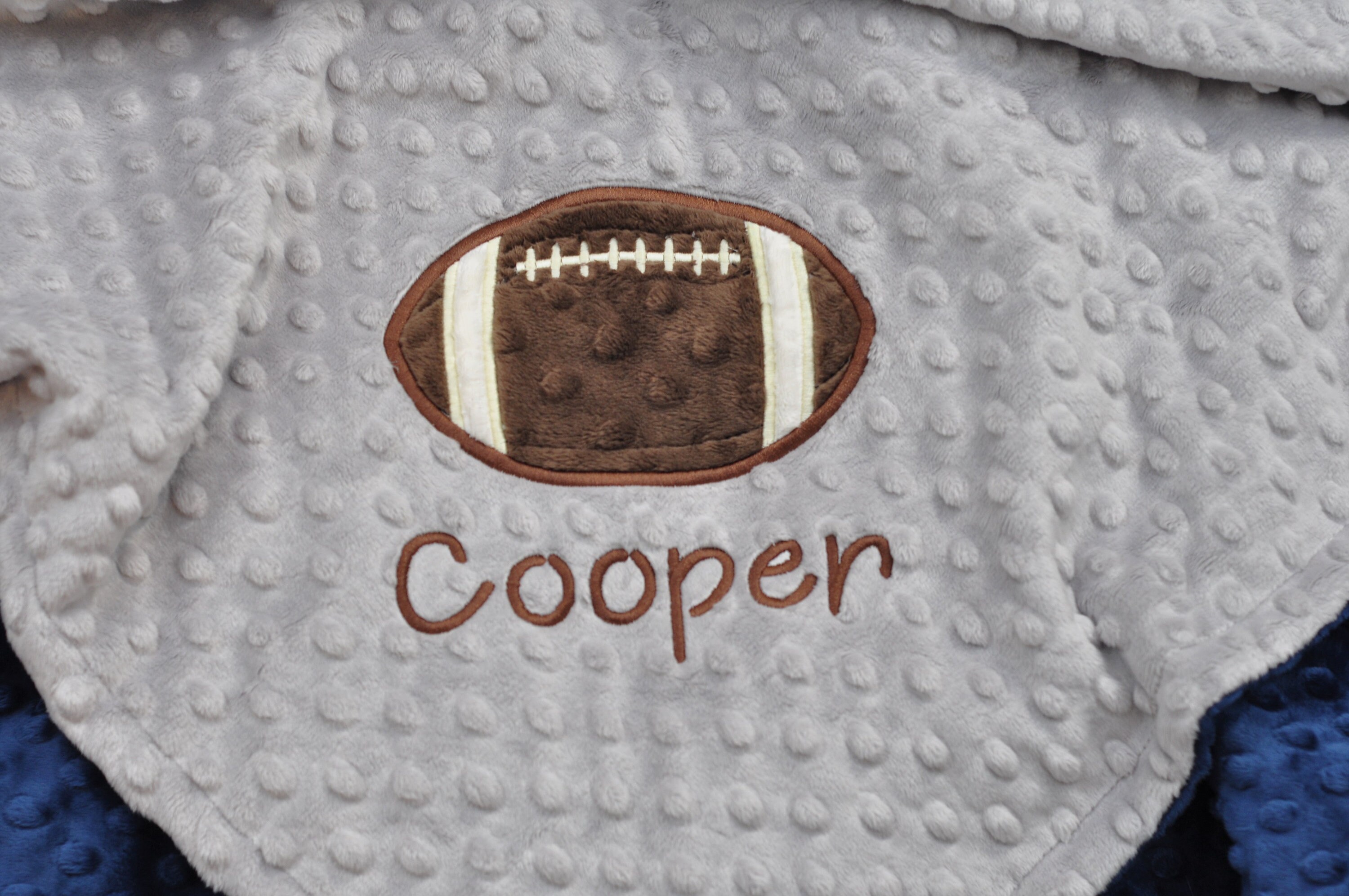 Personalized Football Minky Baby Blanketpersonalized Baby Etsy