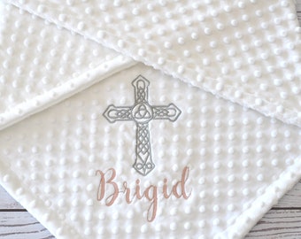 Personalized Christening blanket-Baptism blanket-Christening gifts-Cross baby blanket-religious blanket-Baby Boy Girl Shower Gifts