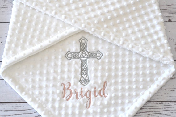 Personalised christening shawl embroided blanket  any name  baby boy girl gift 