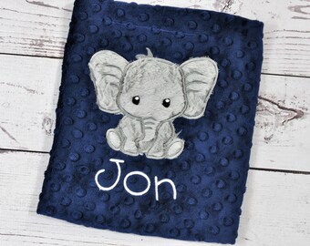 Manta de bebé personalizada con elefante - Manta de bebé de minky con elefante - Manta de bebé con elefante para recién nacidos - Guardería con elefante - Manta de elefante personalizada