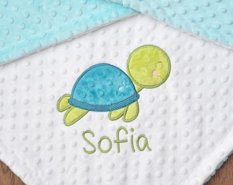 Personalisierte Baby Decke Schildkröte-Schildkröte Minky Baby Decke personalisierte-Schildkröte Kinderzimmer Meeresgeschöpf Baby Decke-Schildkröte Decke Baby