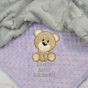 Copertina per neonata - Orsetto di peluche Copertina personalizzata per neonati - Orsetto Copertina in minky - Maschietto Copertina in minky per bambina con orsetto di peluche - Orsetto Copertina per bambino - Orsetto per cameretta