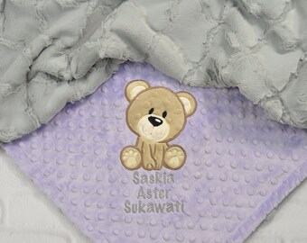 Baby Girl Blanket-Teddy Bear Personalized baby blanket-Bear Minky blanket-Boy Girl Minky Teddy Bear Blanket-Bear boy Blanket-Bear Nursery