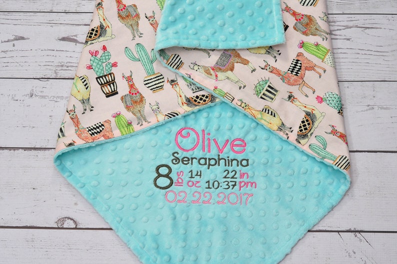 Personalized Minky Baby Blanket Baby Llama Minky Blanket Etsy
