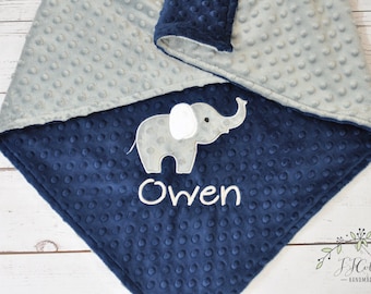 Baby Blanket Personalized Minky-Elephant Personalized baby blanket-Elephant Minky blanket- Minky Elephant Blanket-Elephant Baby Boy Blanket