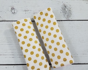 Baby autostoel riem Cover - Polka Dots goud roze autostoel nek riem-kinderwagen zetel riemen-baby roze gouden omkeerbare autostoel riem