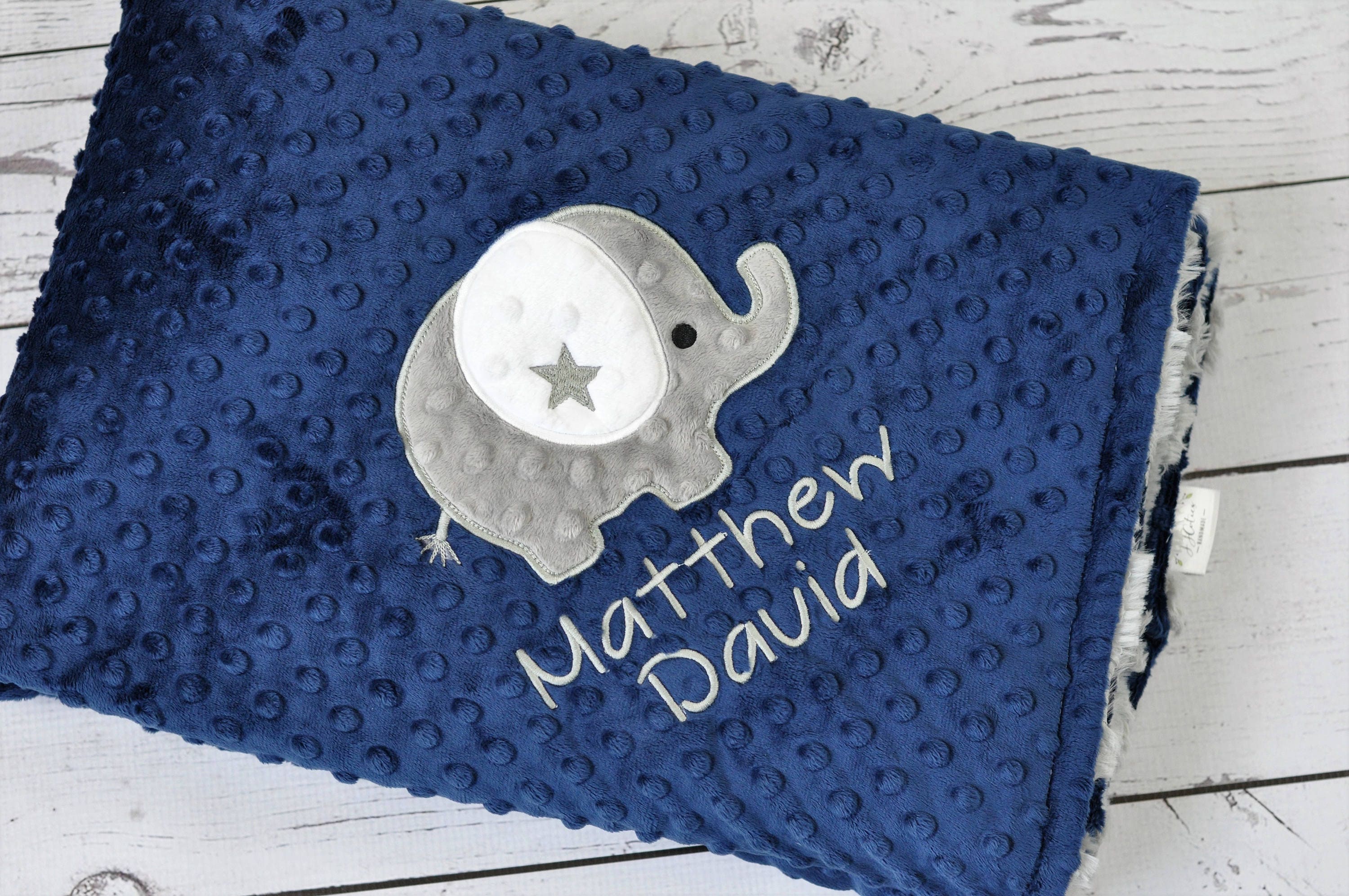 Personalized Elephant Minky Baby Blanketelephant Baby Etsy