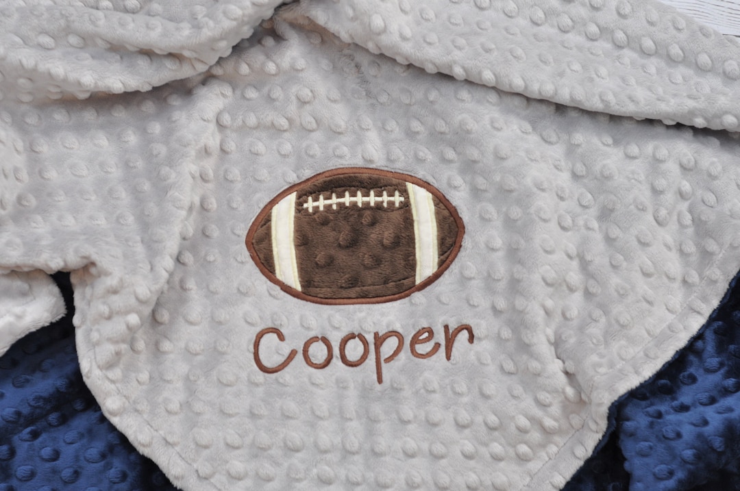 Personalized Football Minky Baby Blanketpersonalized Baby Etsy