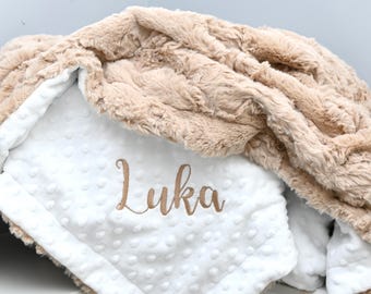 Tan Beige Personalized Baby Girl blanket- Tan Beige Gold minky baby blanket-Tan Beige Gold nursery-Minky baby blanket-Personalized Girl