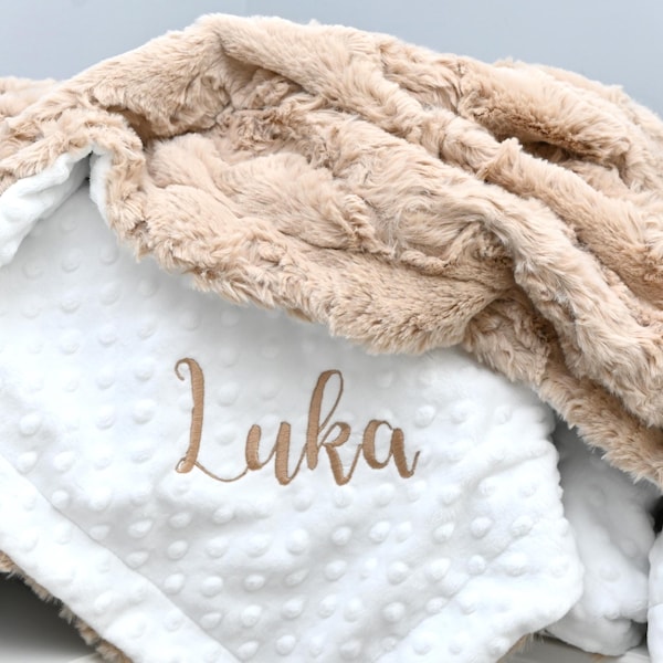 Tan Beige Personalized Baby Girl blanket- Tan Beige Gold minky baby blanket-Tan Beige Gold nursery-Minky baby blanket-Personalized Girl