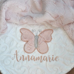 Personalized Butterfly Minky Baby Blanket-Butterfly baby blanket-Personalized Baby Minky blanket-Minky Butterfly Blanket-Girl baby blanket