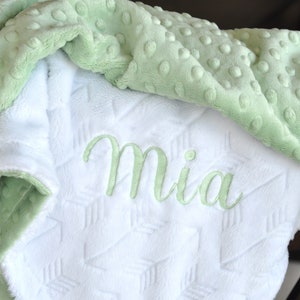 Sage Personalized Baby Blanket-Sage baby shower gift-newborn gift with name-Boys baby blanket Sage-Girls Sage blanket-Car seat blanket image 1