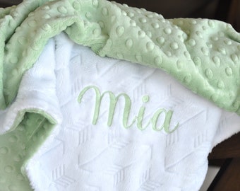 Sage Personalized Baby Blanket-Sage baby shower gift-newborn gift with name-Boys baby blanket Sage-Girls Sage blanket-Car seat blanket